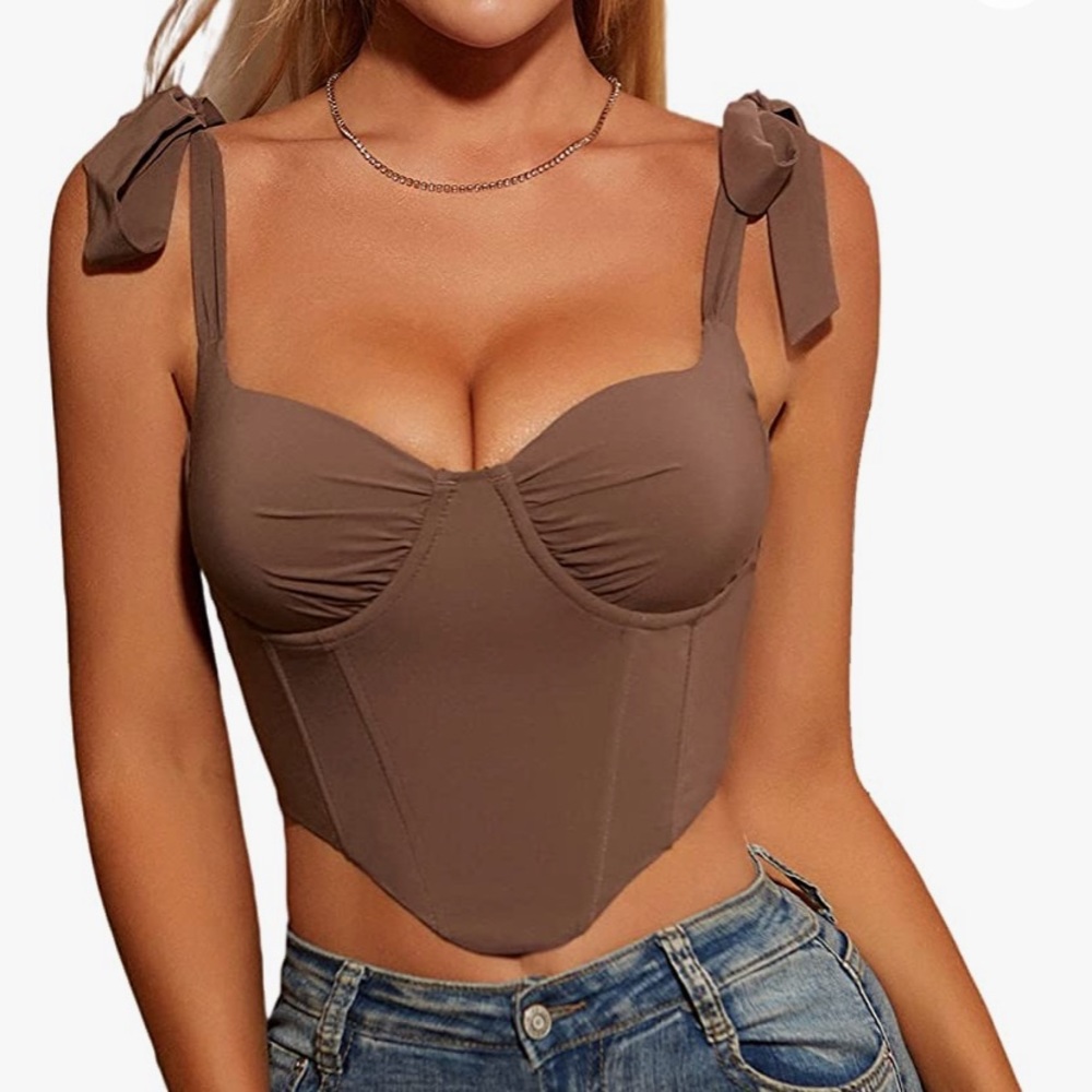 Brown Bustier/Corset Top Adjustable Straps Size 4-6